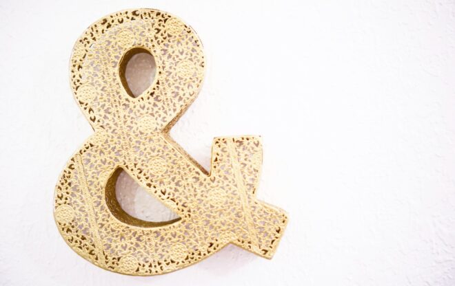 Ampersand “and” sign in gold